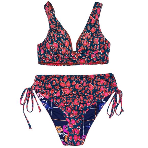 Maaji More Compassion Patricia Long Line Triangle Top + Bianca Bottom Size Large - Picture 2 of 16